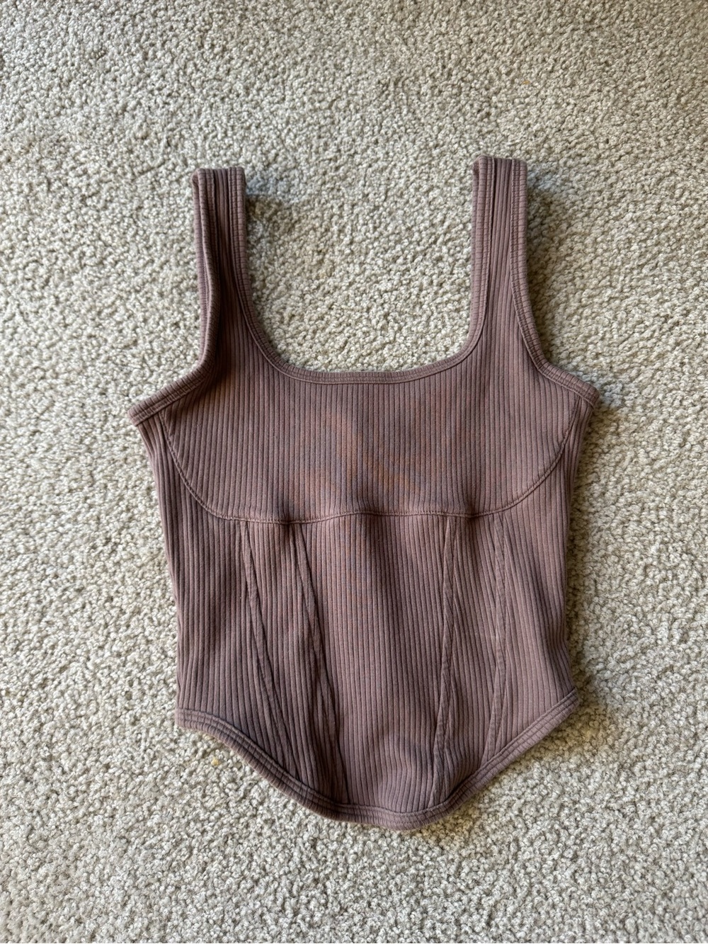 Victoria's Secret Ribbed Square Tank Top in Mauve Brown y3k sexy